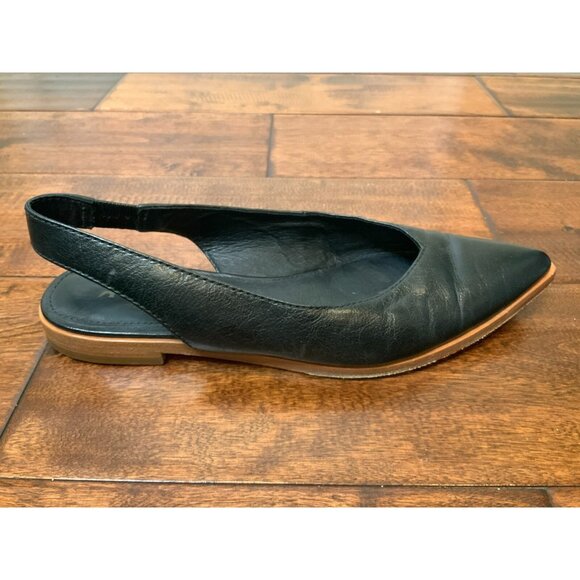Frye Black Leather Sling Back Pointed Toe Flats, Size 6.5 $198 - Picture 1 of 8